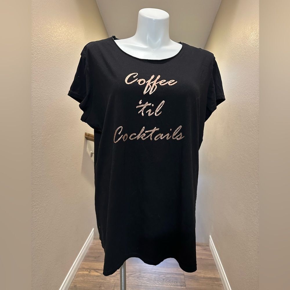 Just Be 2X Woman’s Sleep Shirt Black Coffee Cocktails